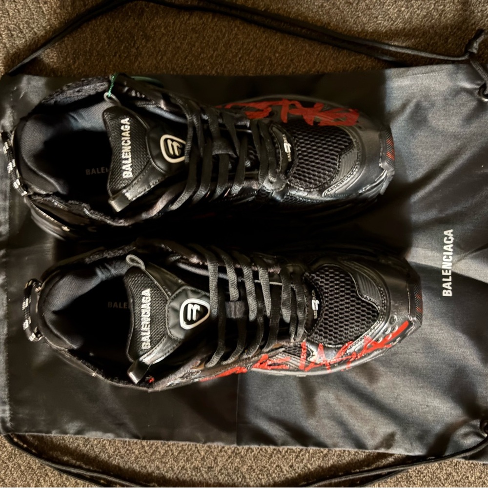 SOLD Balenciaga Graffiti Men's Black and Red Sneakers